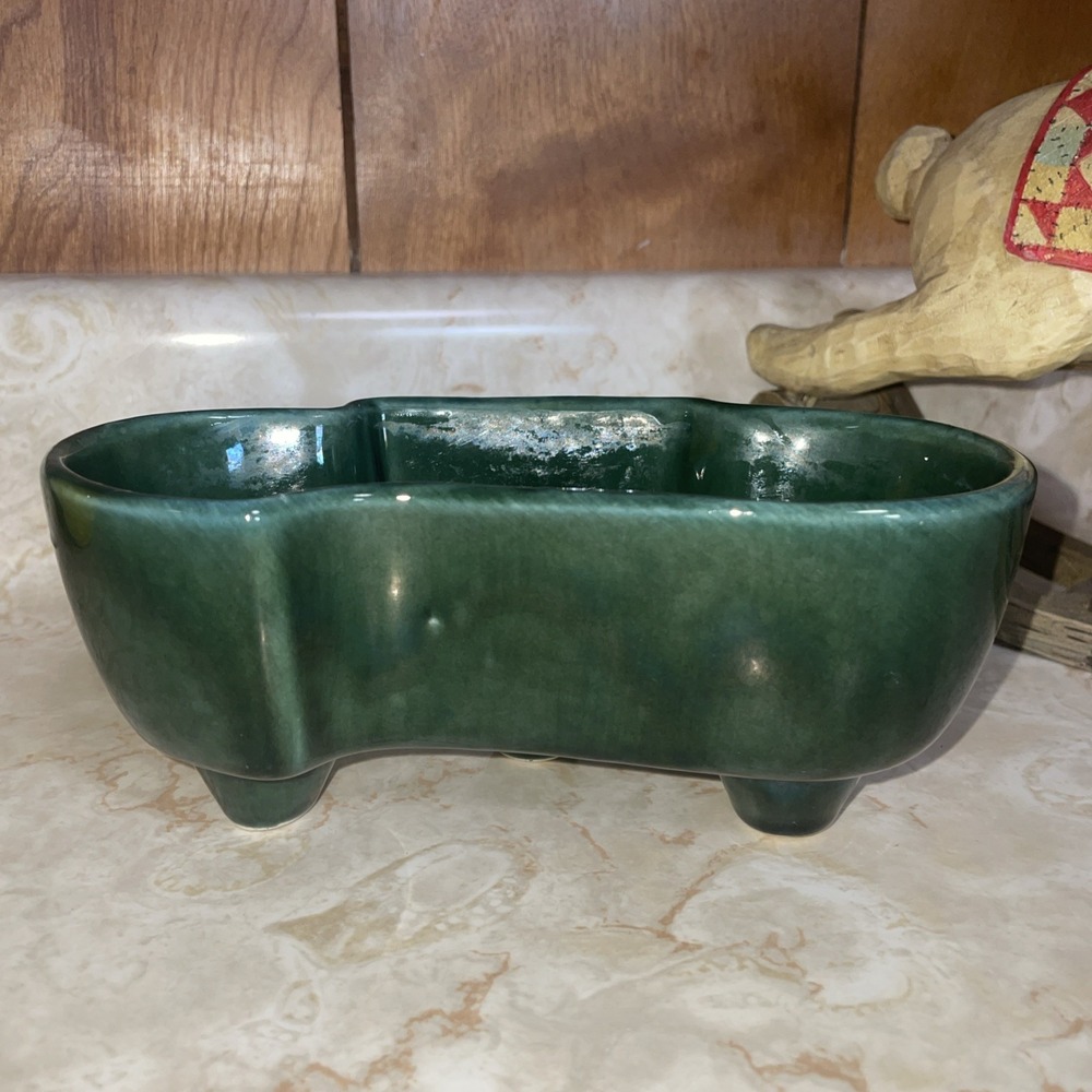 Vintage Flawless!!!‎     Hull USA Imperial 402 Dark Green 3 Footed Planter MCM